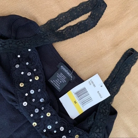 EYESHADOW Beaded sequin and lace camisole - Picture 6 of 9